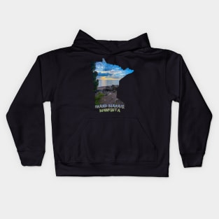 Minnesota State Outline - Grand Marais Kids Hoodie